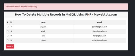 How To Delete Multiple Records In Mysql Using Php