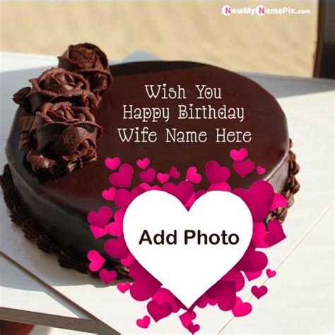 Chocolate Romantic Birthday Cake Wishes For Wife Name And Photo
