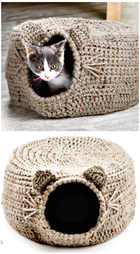 It's a crocheted cat cave from etsy seller designs06. 20 Free Crochet Cat Bed & House Patterns ⋆ DIY Crafts