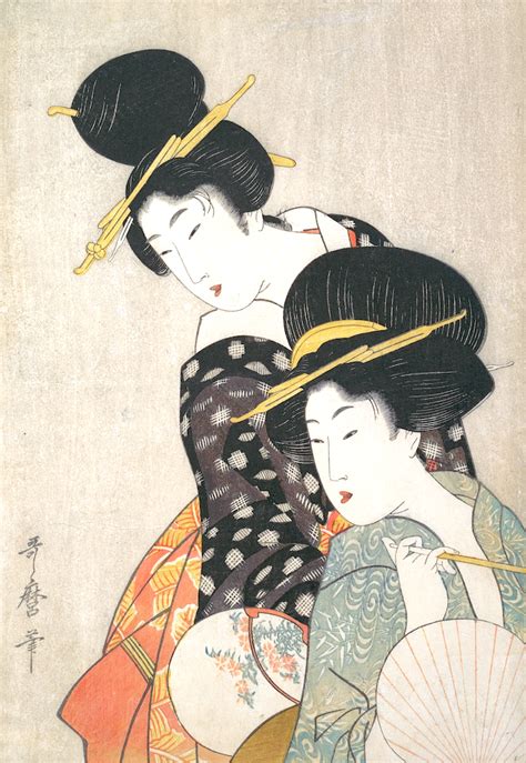 Two Women Kitagawa Utamaro Japanese Woodblock Printing Japanese
