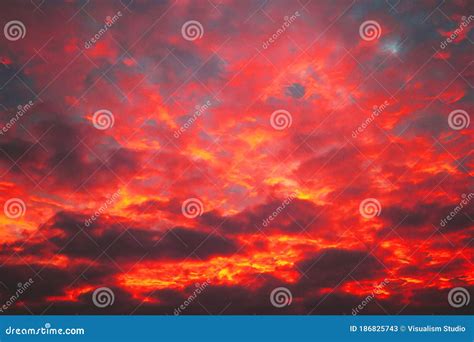 Dark Red Sunset Sky Gorgeous Panorama Natural Sunset Bright Dramatic