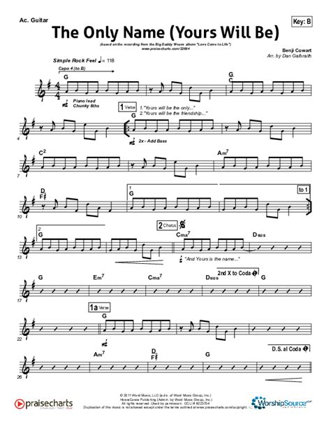 The Only Name Yours Will Be Acoustic Guitar Sheet Music Pdf Big
