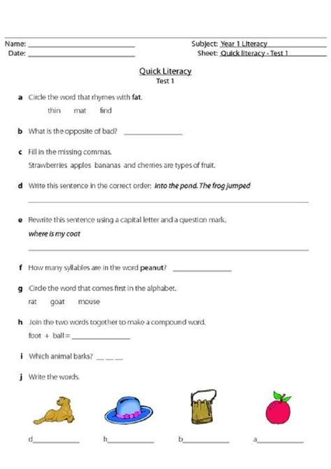 English Worksheets Ks1 Free Printable Educative Printable