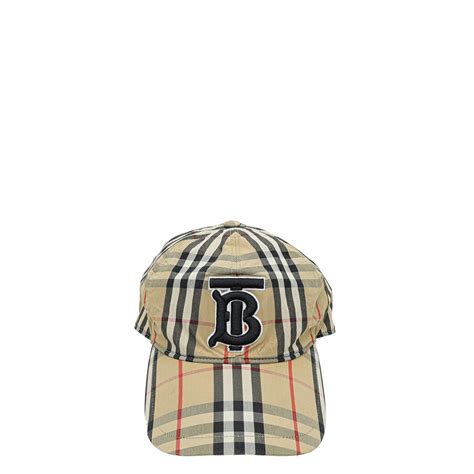 Burberry Archive Beige Tb Monogram Motif Vintage Check Cotton Baseball