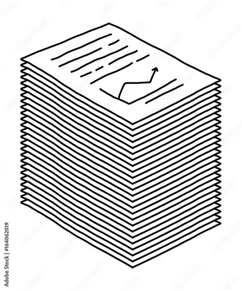 Data Paper Stack Cartoon Vector And Illustration Black And White