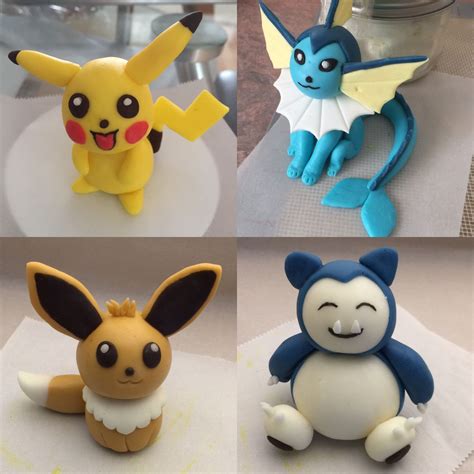 Pokémon Characters In Fondant Pikachu Vaporeon Eevee And Snorlax D