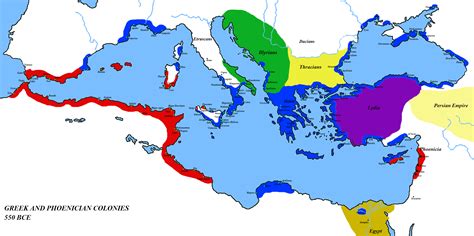 Map Of The Mediterranean 550 Bc Illustration Ancient History