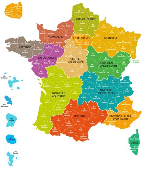 La Carte De France Avec Ses Régions Vacances Arts Guides Voyages