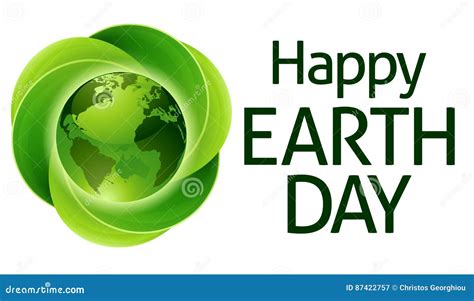 Happy Earth Day Green Leaves Globe Design Stock Vector Illustration