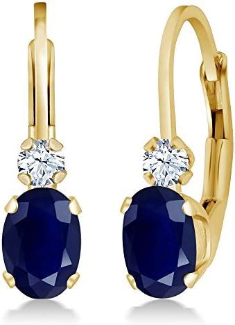 Amazon Com Gem Stone King K Yellow Gold Blue Sapphire And White