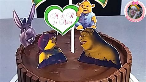 Topper Bolo De Lama Shrek E Fiona Bolo De Chocolate Kit Kat