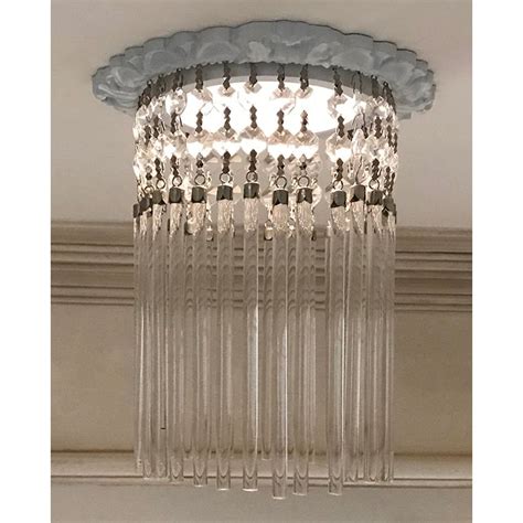 Led Recessed Chandelier With 6 Clear Crystal Pencil Crystals Beaux