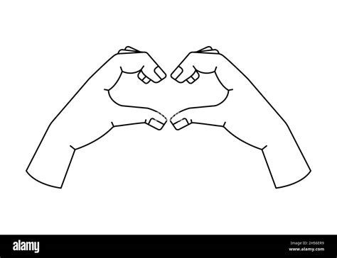 Vector Illustration Of A Hand Gesture Heart Love Gesture Outline Man Hand Stock Vector Image