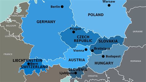 Mapa De Los Países De Europa Central