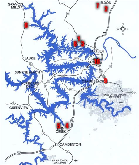 Lake Of The Ozarks Original Map With Cove Names And M