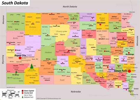 South Dakota Map With Cities Large World Map
