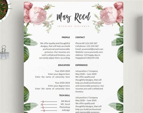 Pink Resume Template Pink CV Template Creative Resume Etsy Cv