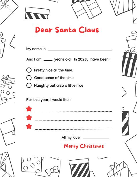 Christmas Letter To Santa Kids Letter To Santa Christmas Etsy