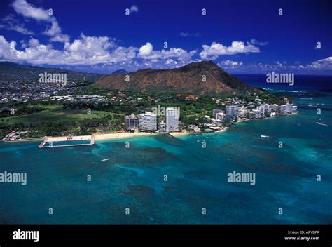 Aerial View Of The Famous Diamond Head Crater And Surrounding Gold