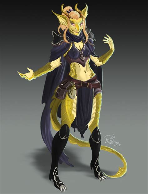 A Quite Underdressed Female Dragonborn Dragon Born Gold Dragon Maybe A Sorcerer DnD