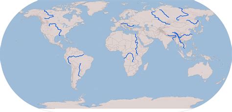 Amazon, amur (heilong jiang), congo, danube, euphrates, ganges, lena, mackenzie river, mekong, mississippi river, missouri river, murray river, niger, nile, ob, paraná river, tigris, volga, yangtze (chang jiang), yellow river (huang he), yukon river (21) create custom quiz. Blank World Map With Rivers