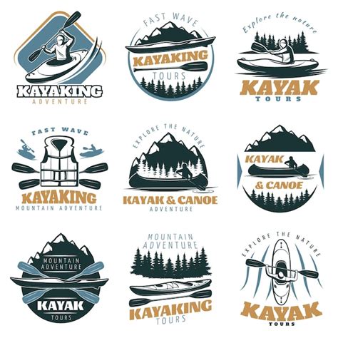 Ensemble De Logo De Canoë Kayak Vecteur Gratuite