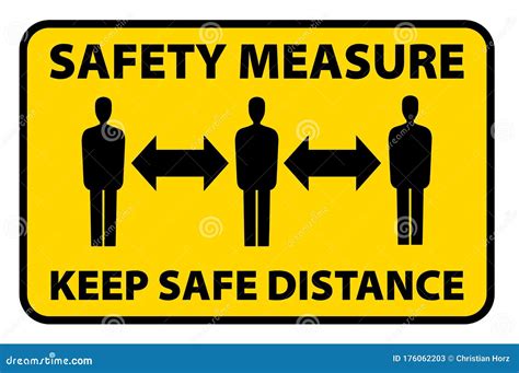 Safety Measure Keep A Safe Distance Sign Cartoon Vector Cartoondealer