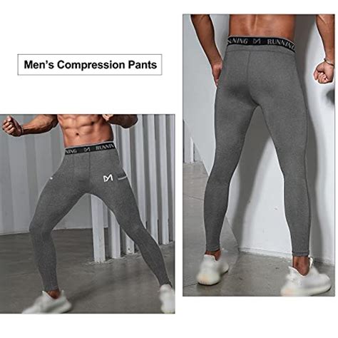meetyoo men s compression pants with pockets cool dry long base layer underwear sport workout