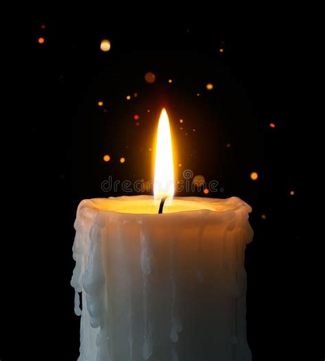 Lit Candle On Black Background Stock Photo Image Of Single Dark