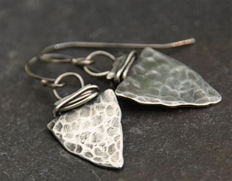 Silver Arrowhead Earrings Wire Wrapped Dangle By Torchfirestudio