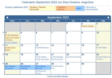Calendario Septiembre 2022 Para Imprimir Argentina