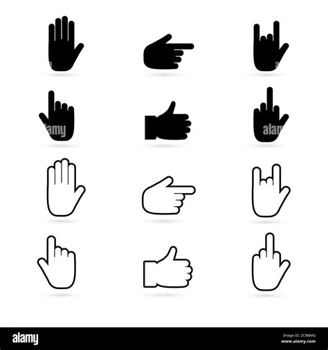 Set Of Simple Icons With Gestures Symbols Vector Hand Gestures Stock Vector Image And Art Alamy