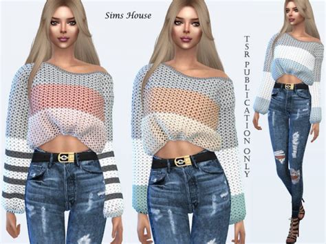 The Sims Resource Womens Voluminous Color Block Sweater By Sims House
