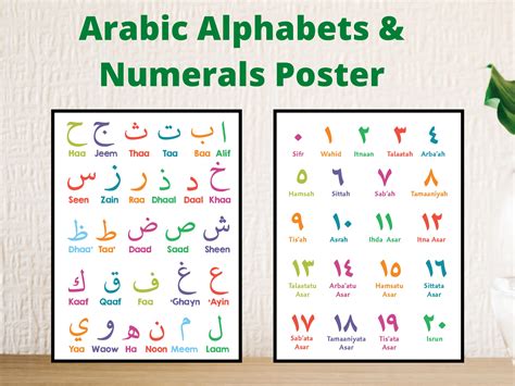 Arabic Alphabets And Numerals Poster Printable Digital Download By