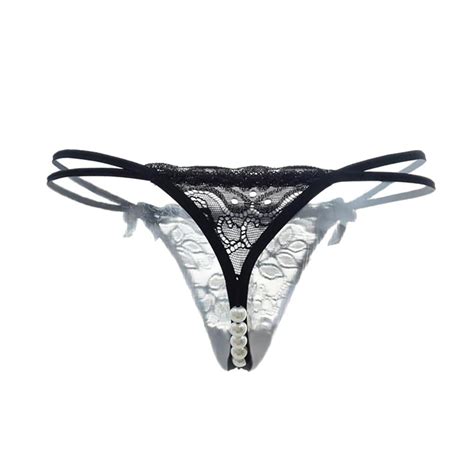 buy women sexy low waist underwear pendant lady pearl g string v string panties at affordable