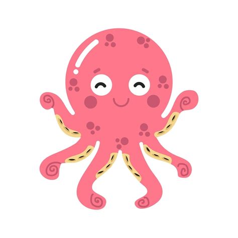 Premium Vector Cute Pink Little Octopus Cartoon