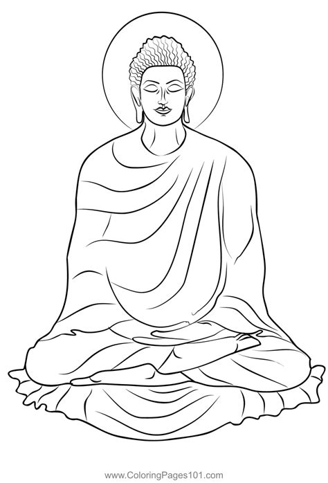Gautama Buddha Coloring Page For Kids Free Buddhism Printable