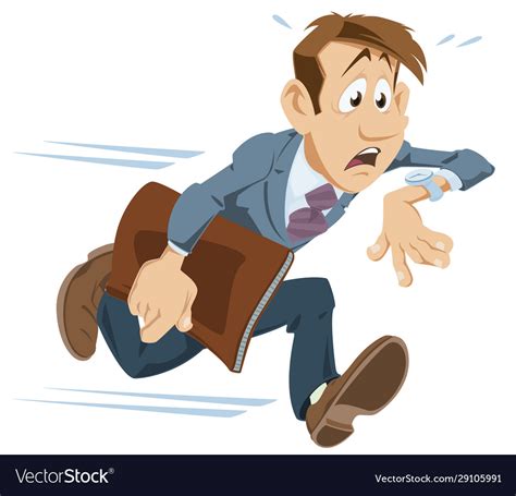 Businessman Is Late For Work Royalty Free Vector Image