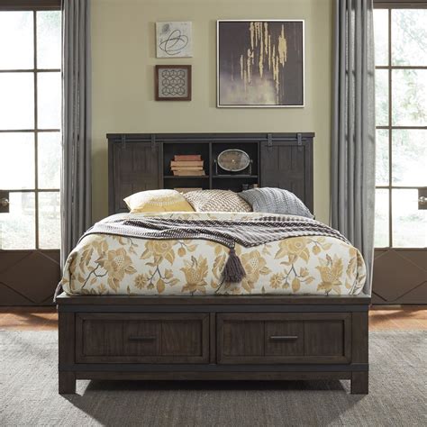 Liberty Furniture Thornwood Hills Rustic Queen Bookcase Bed With
