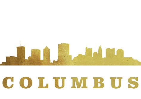 Columbus Skyline Gold Digital Art By Erzebet S