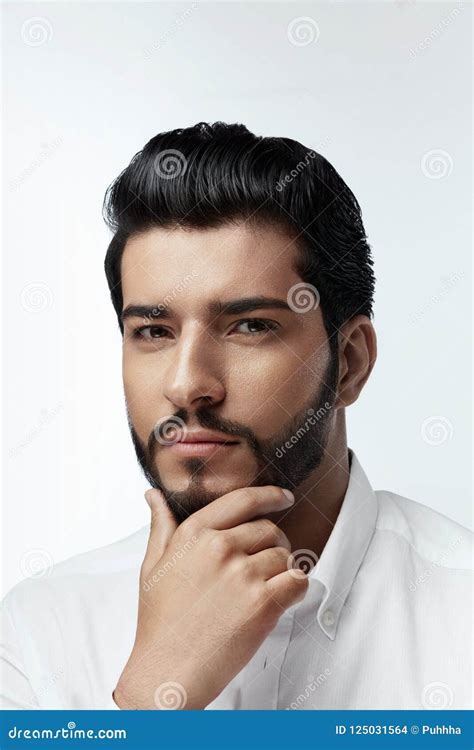 Beauty Man With Hair Style And Beard Portrait Stock Photo Image Of
