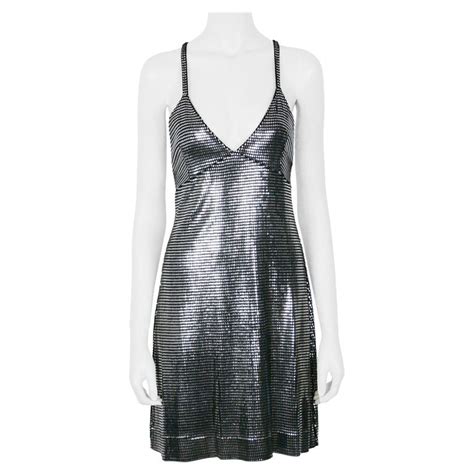 Paco Rabanne Silver Foil Grid Mini Dress At 1stdibs