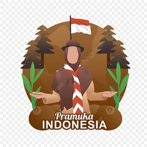 Pramuka Cartoon White Transparent Pramuka Indonesian Camp Vector