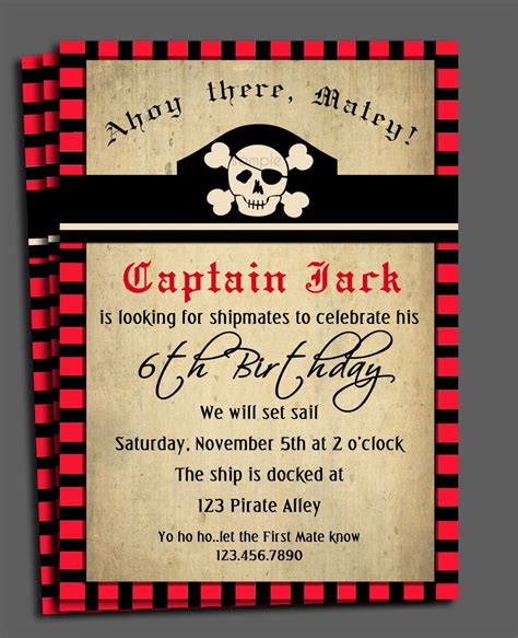 Pirate Invitation Printable Or Printed With Free Shipping Etsy