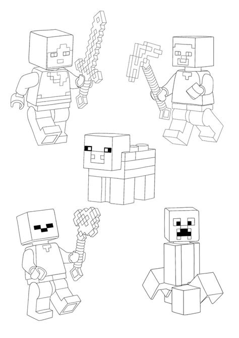 Minecraft Lego Characters Coloring Pages Free Coloring Sheets