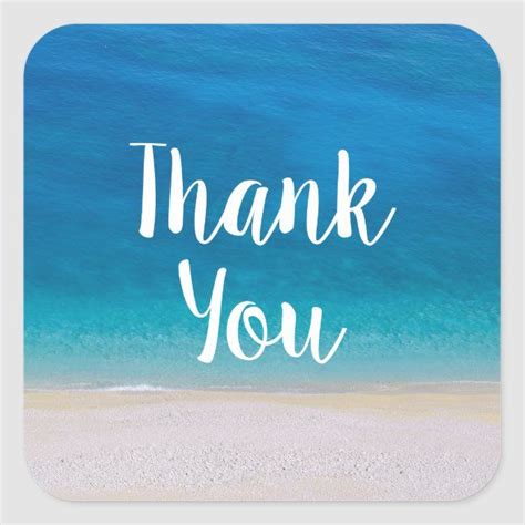 Thank You Beach Theme Blue Sea Ocean Photo Simple Square Sticker
