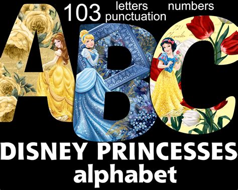 Disney Princesses Alphabet Digital Princess Alphabet Etsy