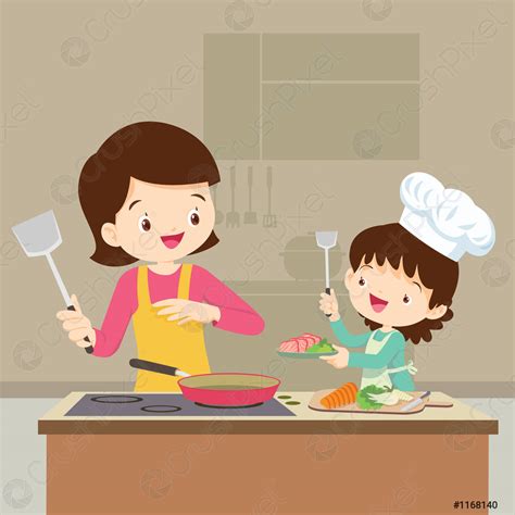 Hija Cocina Con Mam Vector De Stock Crushpixel
