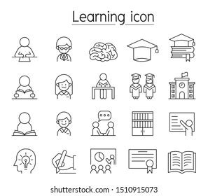 Learning Icon Set Thin Line Style Stock Vector Royalty Free
