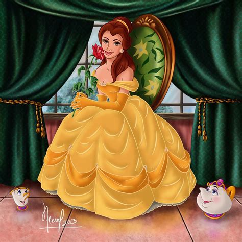 Belle With Rose Beauty And The Beast Art Belle Disney Disney